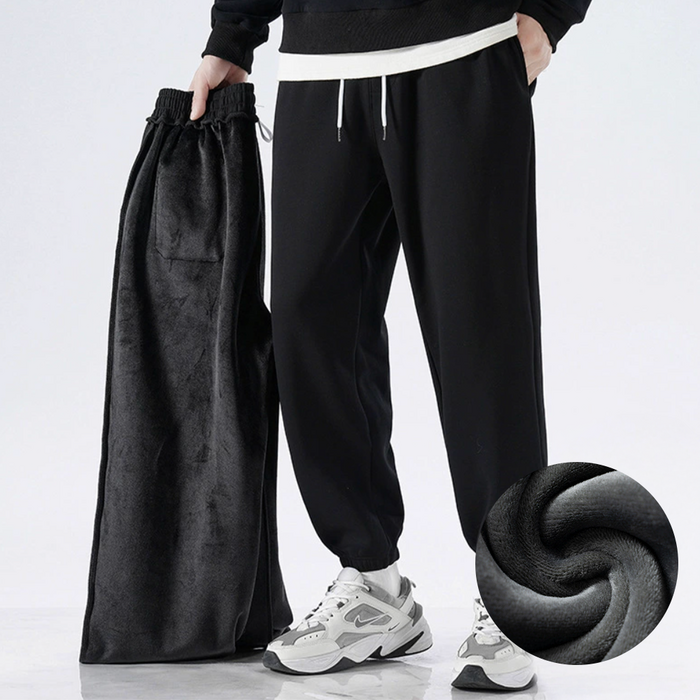 보보니 남성용 겨울 융털 스판 밴딩 기모 조거 팬츠