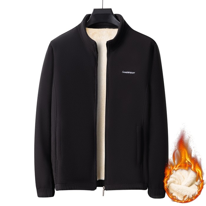 남성 베이직 이중보열 플리스 자켓 점퍼 양털  후리스 집업  빅사이즈 Sevenmoon