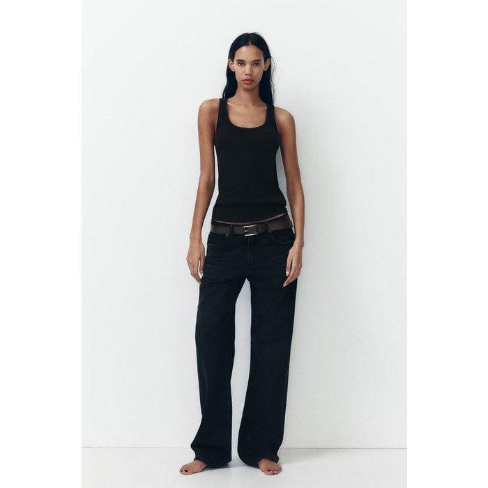 국내배송자라 ZARA JEANS 청바지 TRF WIDE LEG 미드라이즈 FULL LENGTH  블랙784860