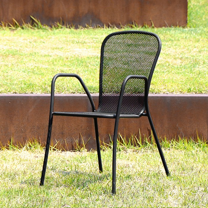 가구로드 사각망 철망 야외용 테라스 의자 팔걸이의자 정원의자, 사각망의자-블랙