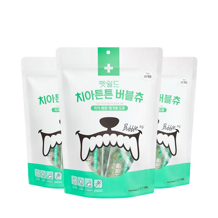 펫쉴드 치아튼튼 버블츄 강아지 치석 제거 덴탈츄, 닭고기, 15g, 30개