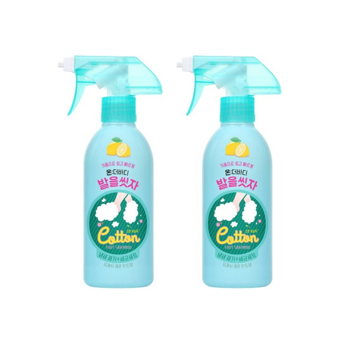 온더바디 발을씻자 코튼풋샴푸 레몬향 385ml 2개, 1개입
