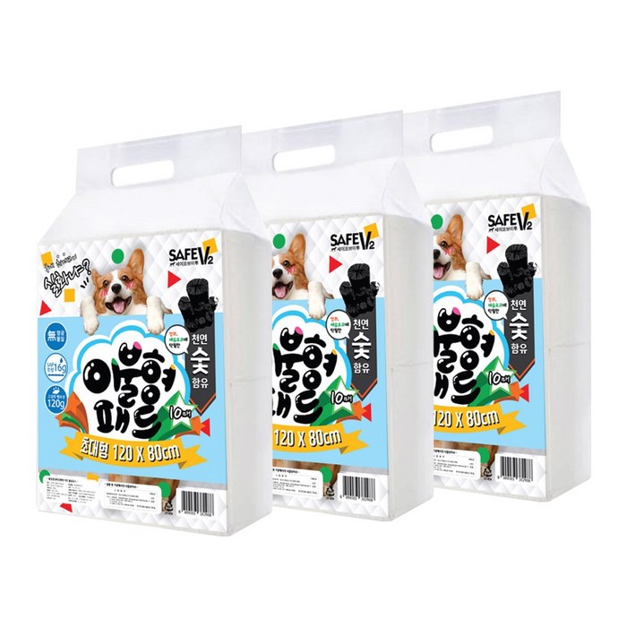 세이프한 이불형 10매 120x80cm 숯 초대형패드, 3개, 10개입