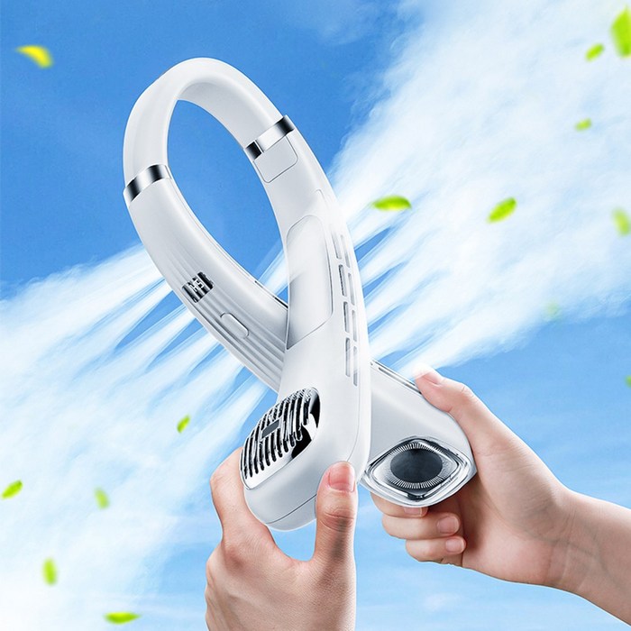 한정특가 SMIRIA 넥밴드 선풍기 넥선풍기 캠핑 목선풍기 저소음 8단 조절 넥풍기, 화이트