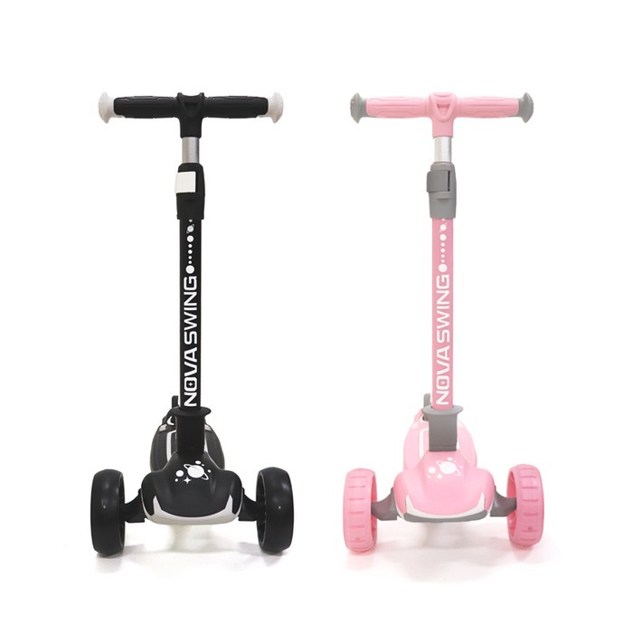 노바 스윙 스쿠터 Z7 유아동킥보드 높이조절 LED, 노멀 블랙