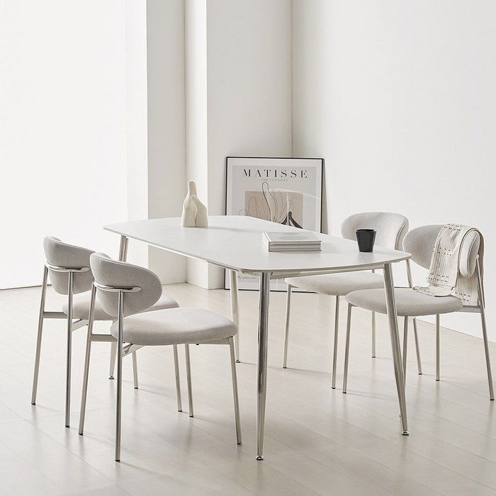 스칸디무드 클레르 포세린 세라믹 식탁 테이블 1600 4인용 타원형, 4인용, 화이트