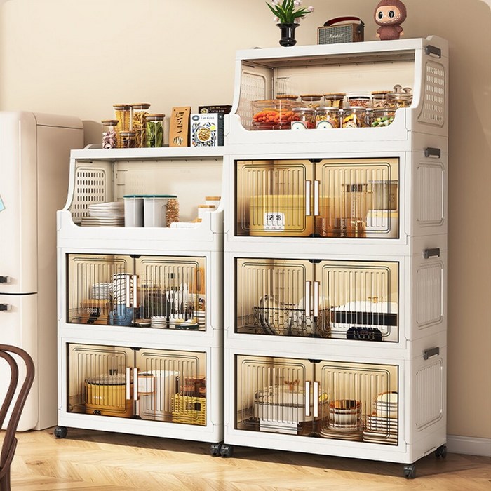 이든리브 접이식 플라스틱 이동식 다용도 수납장, 5단, 화이트