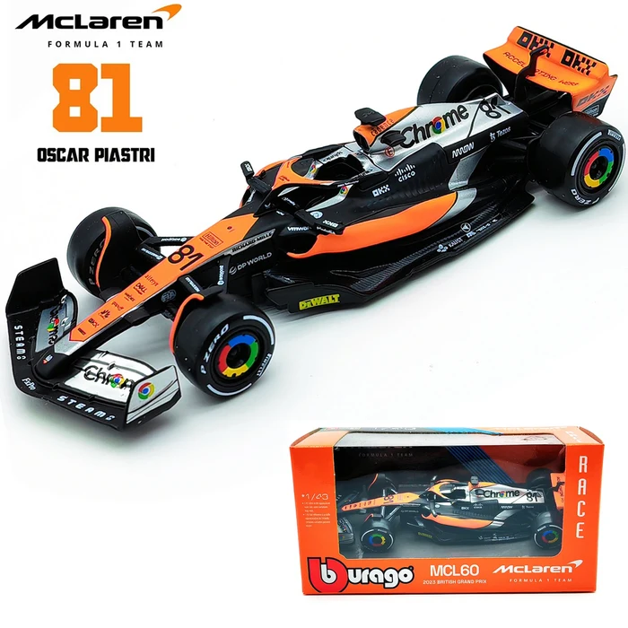 Bbugo 143 2024 McLaren MCL60 F1 포뮬러 레이싱 카 정적 시뮬레이션 다이캐스트 합금 모델 자동차 아크릴