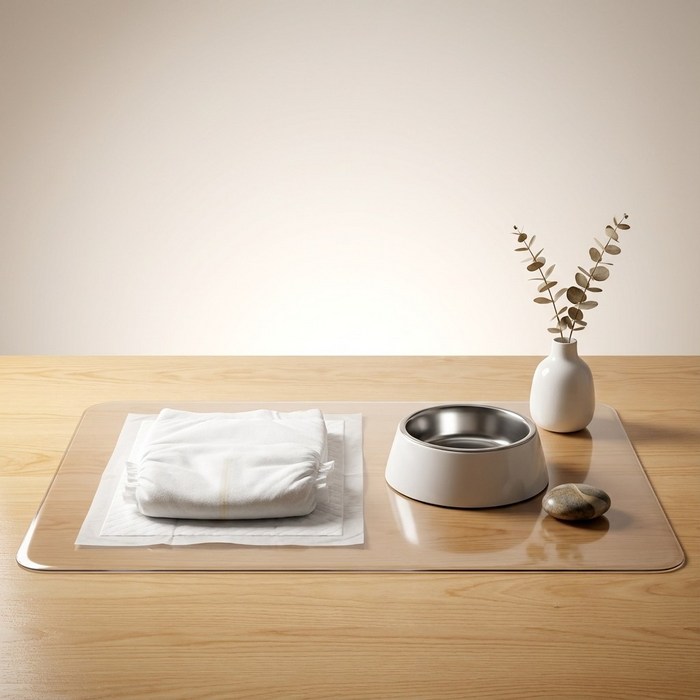 반려동물 바닥보호 pvc 투명 강아지 밥그릇 식기매트 배변판, 3mm 반투명, 1개