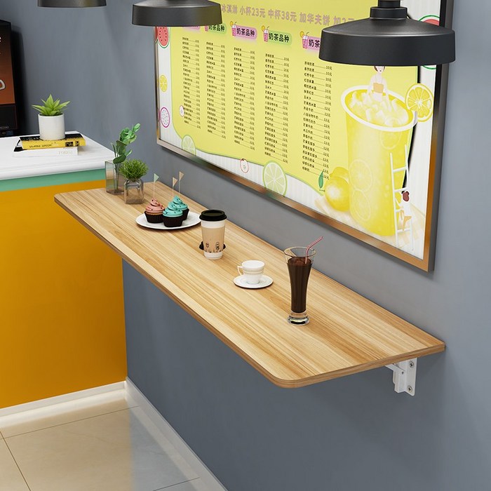 벽걸이 벽고정테이블 접는 식탁겸책상 원룸 투룸 자취방 꾸미기 사이즈 5종 3색, 옵션10 - 160 × 40_원목
