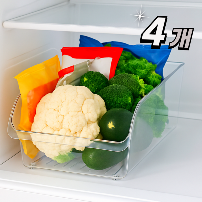 알틱 냉장고 냉동실 수납 정리함 트레이, 4개, 화이트