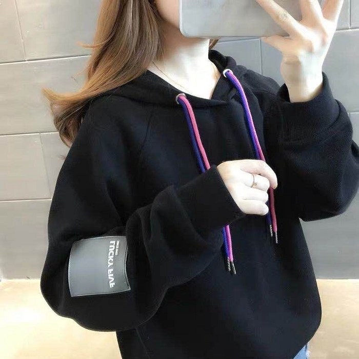 밀크봉봉 여성용 무지 오버핏 후드티