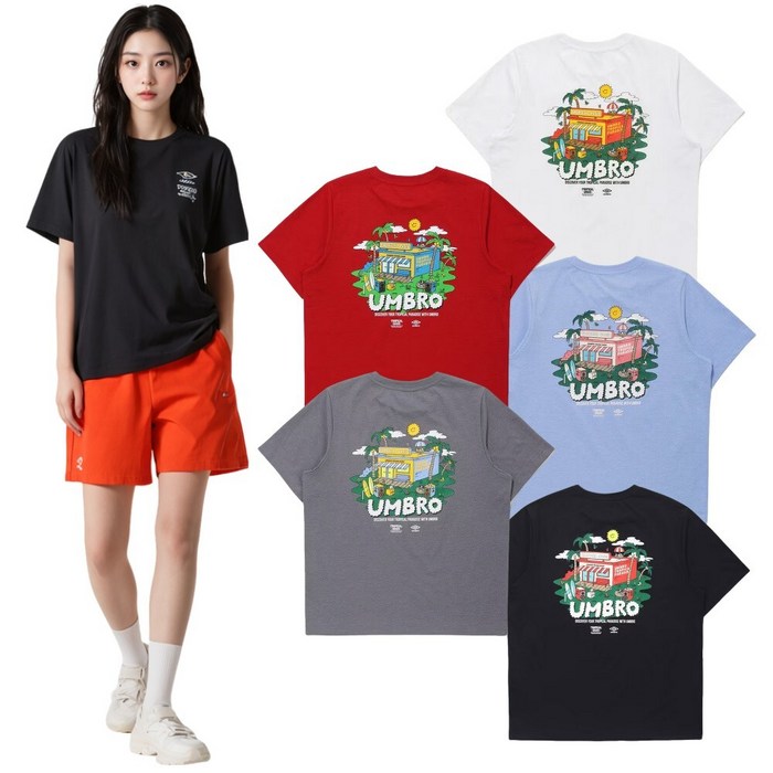 백화점출고 엄브로 티셔츠 반팔티 트로피컬 오아시스 파라다이스 프레쉬 반팔 반팔티셔츠