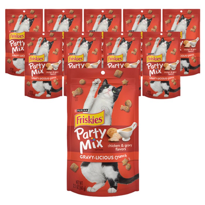프리스키 고양이 파티믹스 간식, 치킨 그레이비, 60g, 10개