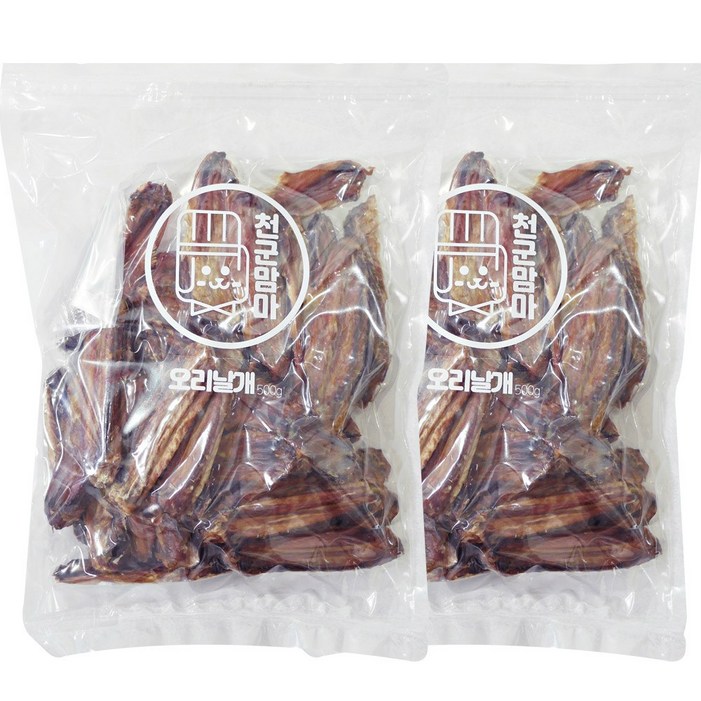 천군맘마 강아지 간식, 오리날개, 500g, 2개 천군맘마 강아지 간식, 오리날개, 500g, 2개