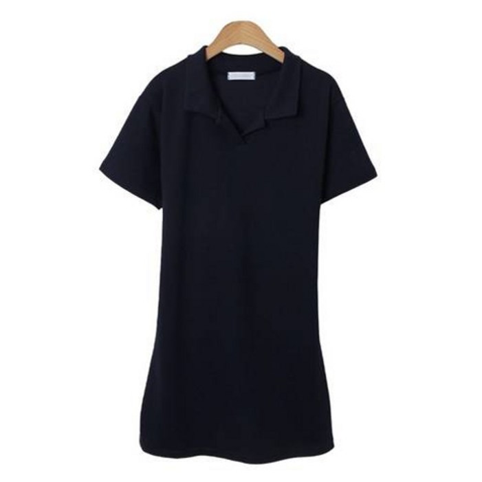 시크블랙 므드레 카라넥 허리 리본 무지 베이직 원피스 cpops9738k41