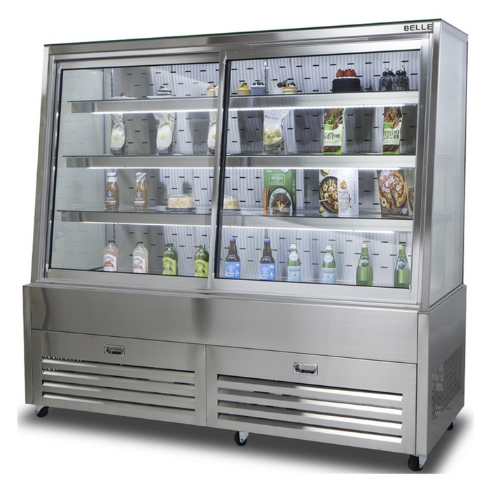 BELLE 프리미엄 사선 앞문형 쇼케이스 실버 방문설치, JDF1500S