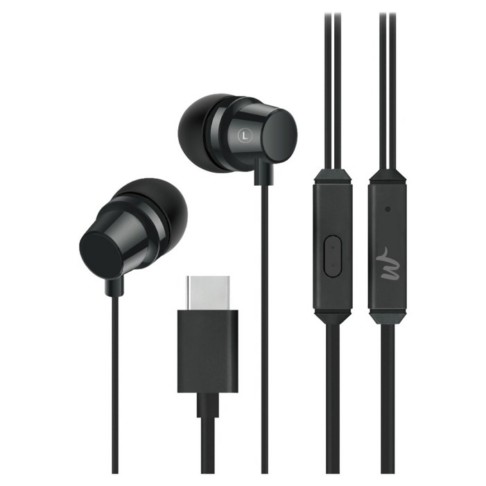 휴우 C타입 커널형 유선 이어폰, WHBWE1, 블랙