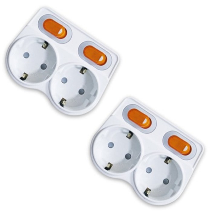 L자형 스위치 개별 멀티탭 2구, 화이트, 2개