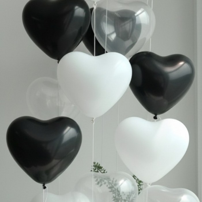 세븐집 생일파티 이벤트 컬러 하트 풍선 2종 x 5p  스탠드 세트