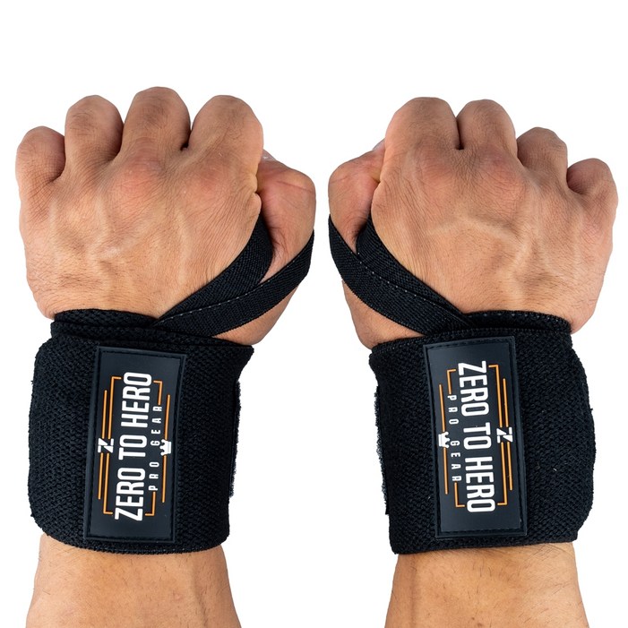 제로투히어로 헬스 손목보호대 wrist wrap Type2 기본형 Black, 1세트 제로투히어로 헬스 손목보호대 wrist wrap Type2 기본형 Black, 1세트