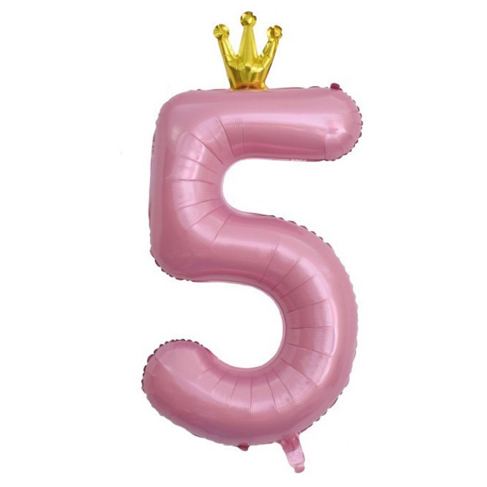 이자벨홈 생일파티 왕관 숫자 풍선 5 초대형, 핑크, 1개