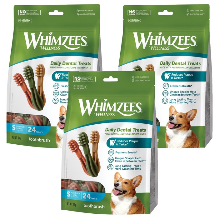웰니스윔지스 강아지 덴탈껌 밸류백, 칫솔모양, 15g, 3개