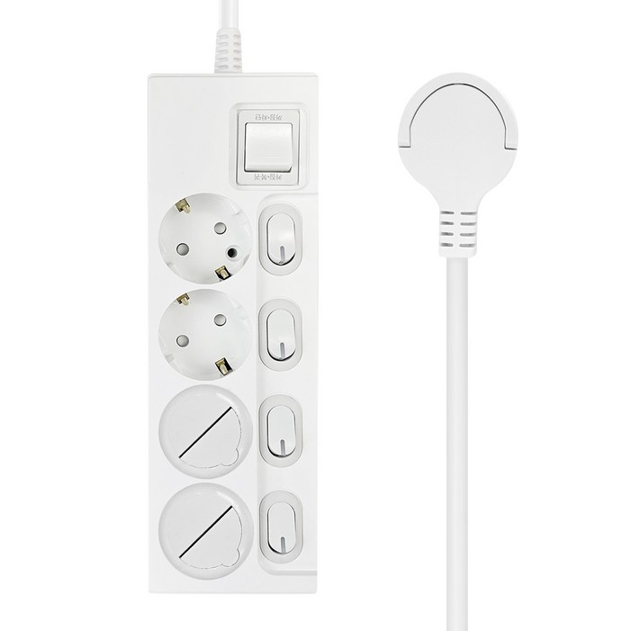 원스탑 재로갭 슬림 개별 스위치 멀티탭 4구 16A  안전커버 2p