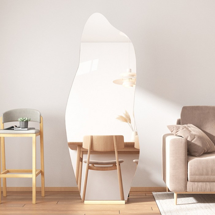 인뮤즈 비정형 웨이브 전신거울  우드받침대 세트