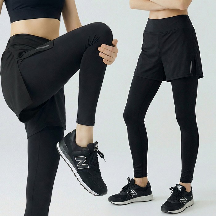 조이할리 여성 투애니런핏 러닝 반바지 레깅스 일체형 9부 운동복 하의 빅사이즈