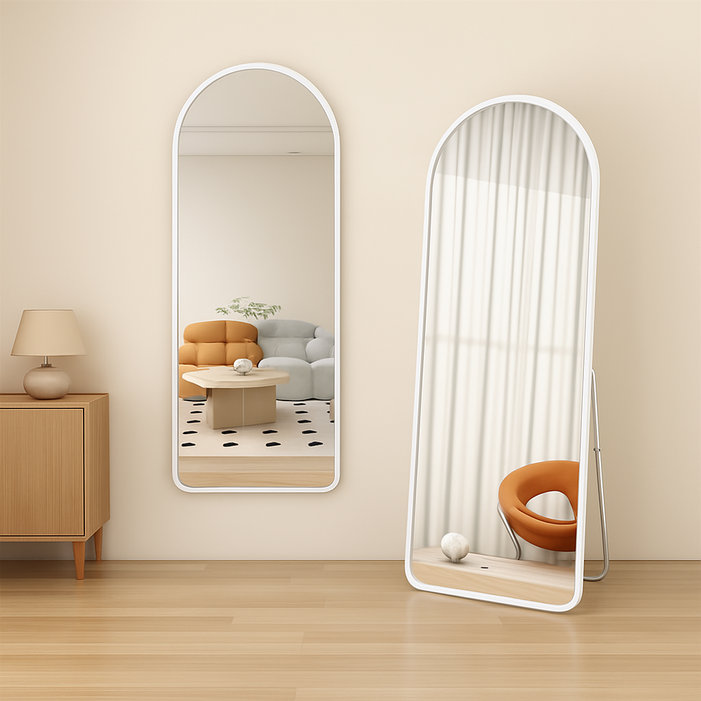 슬로에잇 스탠드 벽걸이 아치형 전신거울, 화이트A