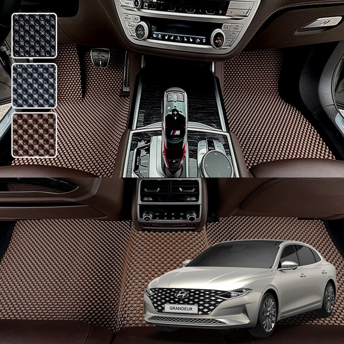 DXSOAUTO 더뉴 그랜저IG FACE LIFT 포함 전용 3D 엠보싱 차세대 고무매트 1열2열 세트, 블랙, 28 더뉴 그랜저IG