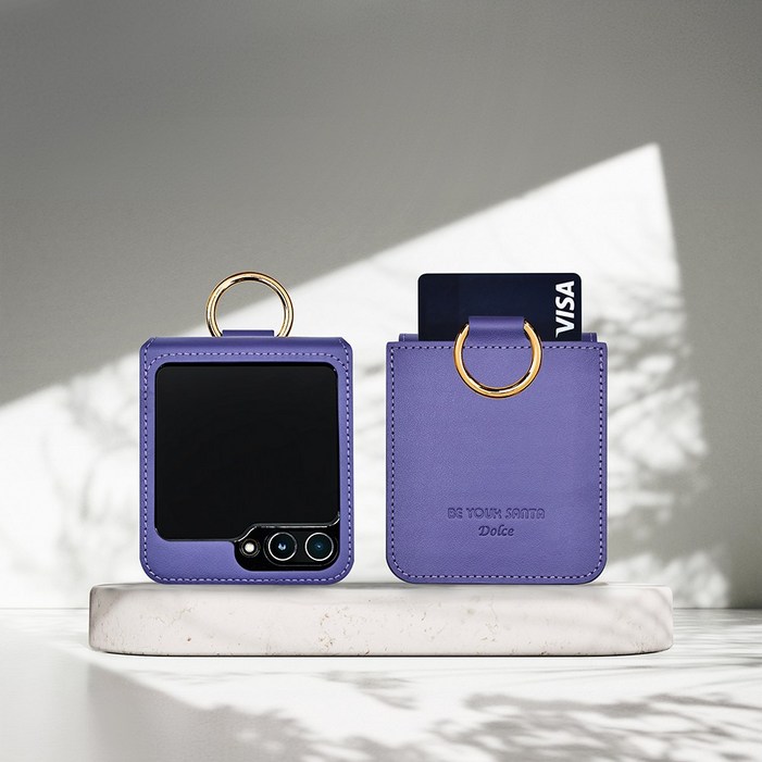 갤럭시 Z플립6 케이스 이태리 천연가죽 힌지보호 카드수납 링 루나케이스, 돌체케이스