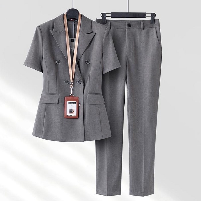 휠렉스 여성 반팔 재킷 정장 오피스룩 루즈핏 상하세트 YA53