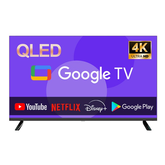 이브이 50인치 QLED 127cm UHD 스마트 구글TV 제로베젤 에너지효율 1등급, 127cm50인치, EV500UGLSM, 스탠드형, 고객직접설치