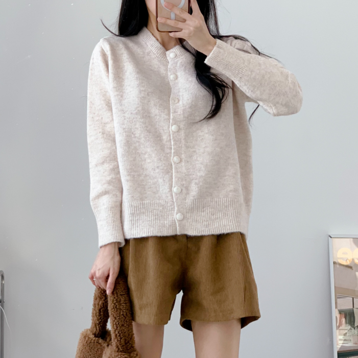 플럭시아 스위트 울 80 라운드 니트 가디건