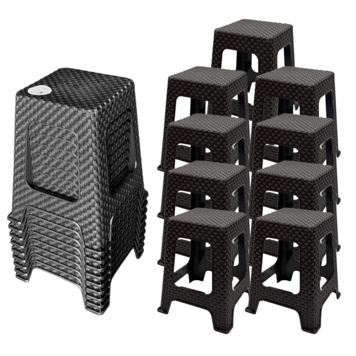 나코 플라스틱 라탄의자 테라스의자 야외용의자 회전의자 사각의자 카페의자 보조의자, 초코브라운, 9개