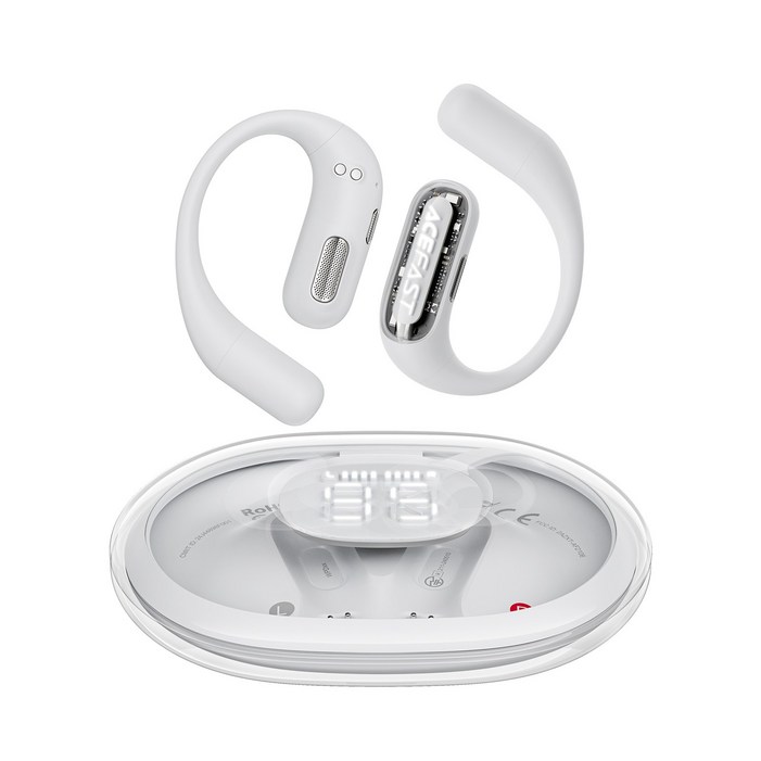 ACEFAST 투명 오픈형 무선 블루투스 이어폰 노이즈캔슬링 LED 귀걸이형 ACEFIT Pro, 그레이