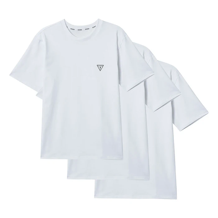 GUESS 남성 무지 라운드 티셔츠 화이트 3매 2025SS