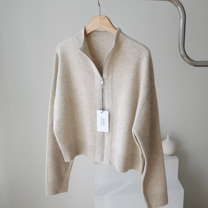 고급원사 울 캐시미어 니트 집업 가디건 아우터 3컬러
