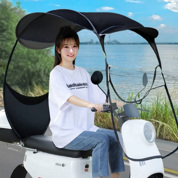 슈비코 오토바이 캐노피 우산 스쿠터 햇빛가리개 선루프 차양막 윈드스크린 바람막이 지붕 덮개, 올블랙 캐노피 백미러리스 거치대 SET 슈비코 오토바이 캐노피 우산 스쿠터 햇빛가리개 선루프 차양막 윈드스크린 바람막이 지붕 덮개, 올블랙 캐노피 백미러리스 거치대 SET