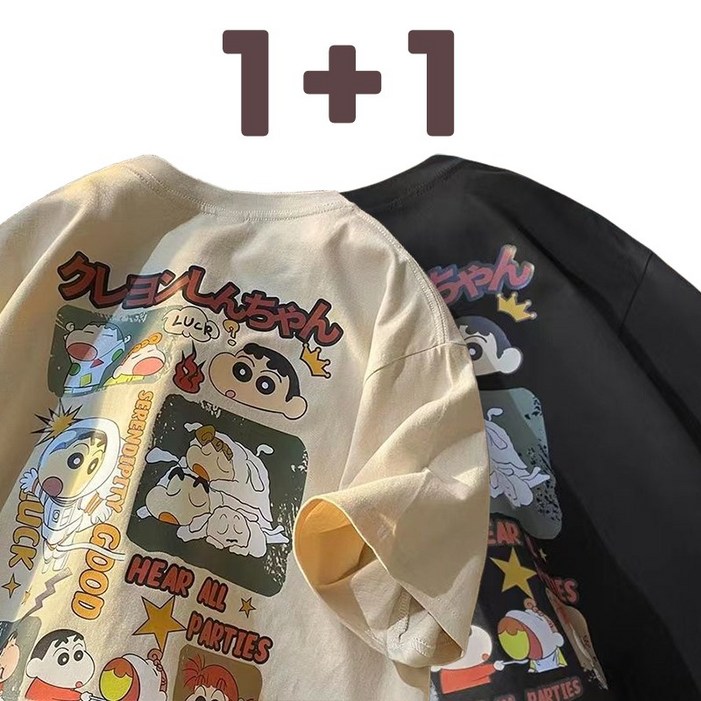 11 짱구티셔츠 여름짱구티 남여공용 반팔티 200g 순면 캐릭터 프린트 반팔 티셔츠