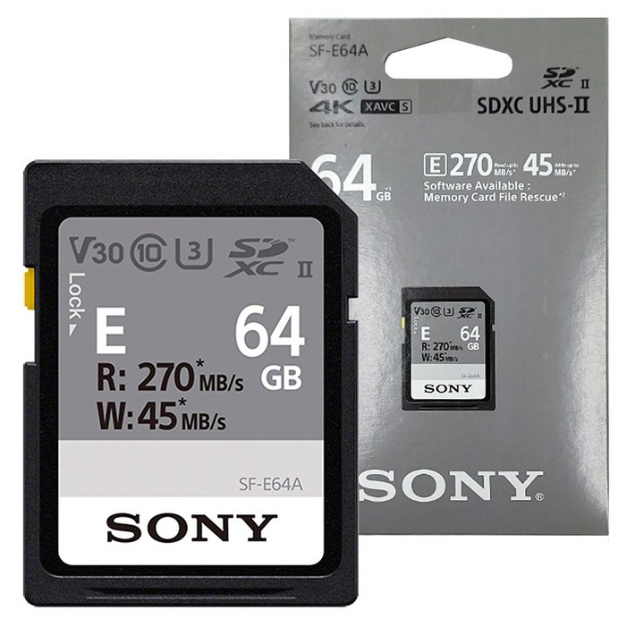 소니정품 SFE64A SD 메모리 카드 64GB R270MBs W45MBs 공식대리점