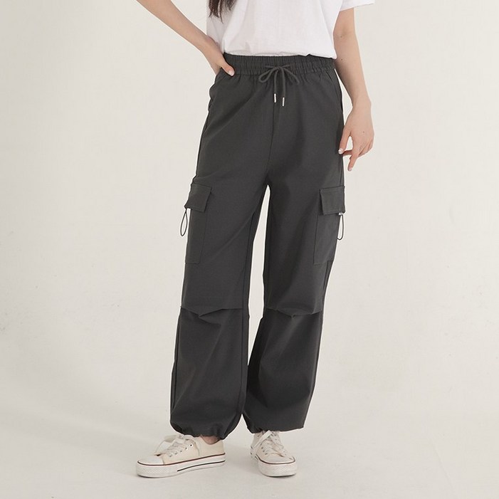 여성 스트링 카고바지 통바지 조거바지 카고팬츠 조거팬츠 와이드팬츠 밴딩팬츠