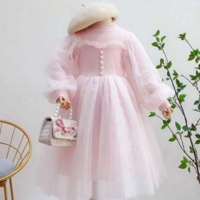 여아 아동 러블리 레이스 샤스커트 니트 원피스