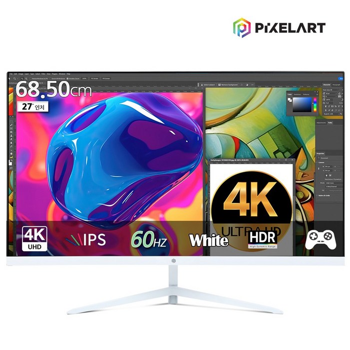 픽셀아트 PIXELART PAU2711W 화이트 무결점 60Hz IPS 4K 모니터