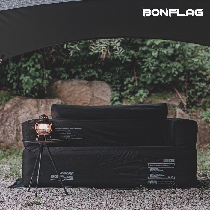 BONFLAG 캠핑 에어쇼파 빈백 소파 야외 2인용, 블랙