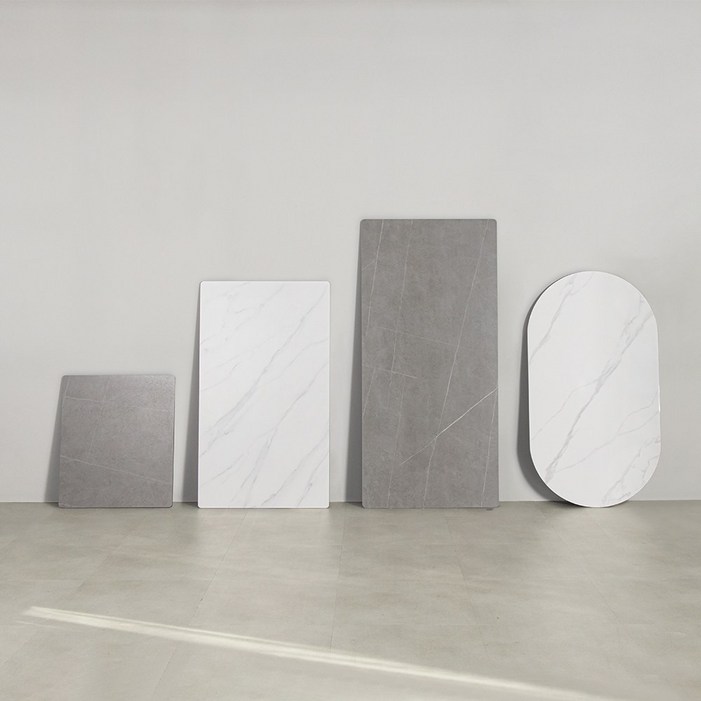 라로퍼니처 포세린 통 세라믹 식탁 테이블 상판만 2인 4인 6인 사각 원형 타원 프레임, 다리 제외, 유광 화이트