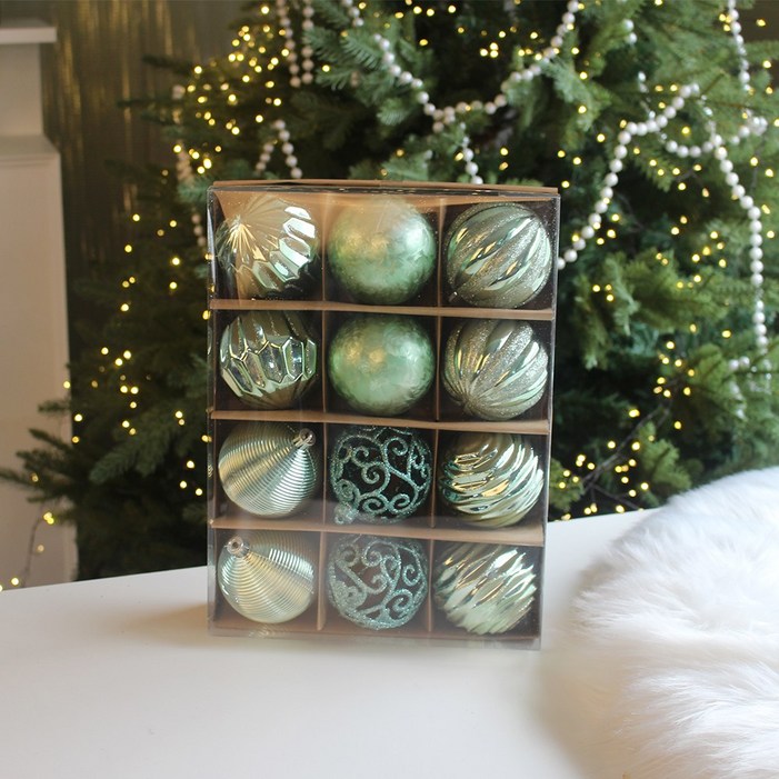 해피인어스 크리스마스 대형 오너먼트 8컬러 장식볼, 1개, 그린