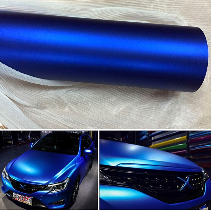 라크 블루 메탈릭 랩핑필름 H42 자동차 차량 인테리어 시트지 무광 랩핑지 크롬, 블루, 1개